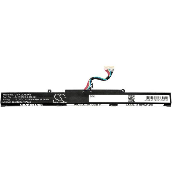 Батерия за лаптоп ASUS GL752JW, VivoBook Pro N552VW-FI035T, VivoBook Pro N752VX-GC084T, A41N1501 LiIon 15V 2600mAh CAMERON SINO 1