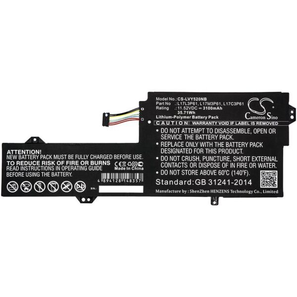 Батерия за лаптоп LENOVO IdeaPad 320S-13IKB, V530s, Yoga 520 12, L17C3P61 LiPo 11.52V 3100 mAh CAMERON SINO 1