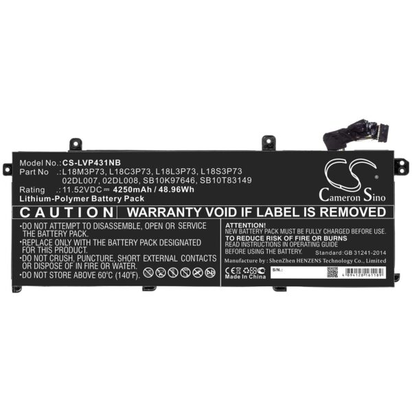 Батерия за лаптоп  LENOVO ThinkPad P43s, ThinkPad T490, L18C3P73 LiPo 11.52V 4250mAh CAMERON SINO 1