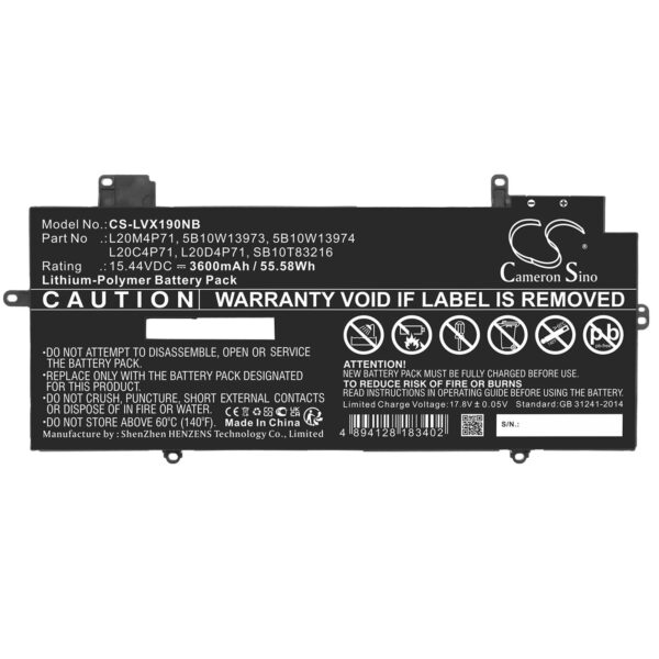 Батерия за лаптоп LENOVO ThinkPad X1 Carbon G9 20XW002DGE, ThinkPad X1 Carbon Gen 10 21CB004QIX, ThinkPad X1 Yoga Gen 6 20XY003BAT, L20C4P71 LiPO, 15.44V 3600 mAh CAMERON SINO 1