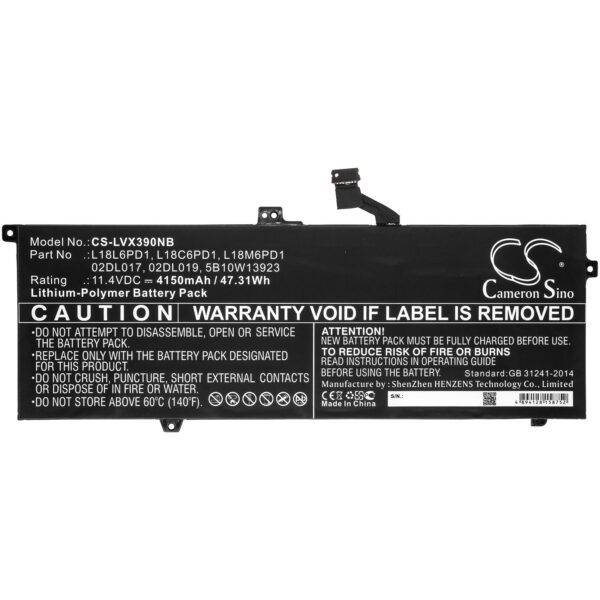 Батерия за лаптоп Lenovo ThinkPad X390 L18C6PD1 L18L6PD1 LiPo 11.4V 4150 mAh CAMERON SINO 1