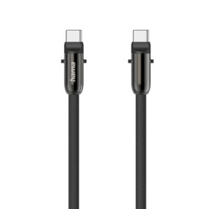 Hama Кабел за зареждане, USB-C, 2 в 1 с връзка за телефон, 1.2 m, черен 1