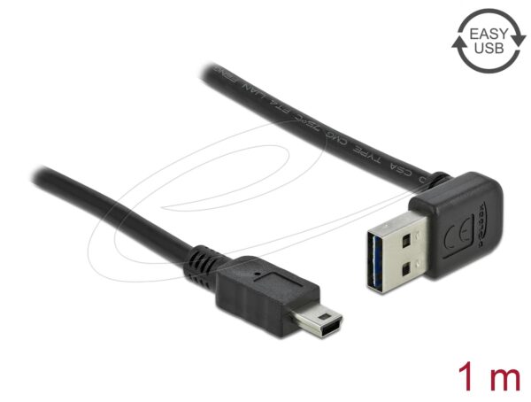 Кабел Delock EASY-USB-A 2.0 мъжко към USB Mini-B мъжко, 1m , черен 1