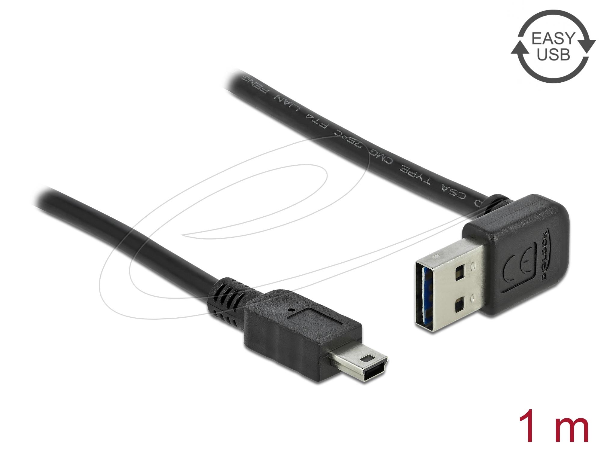 Кабел Delock EASY-USB-A 2.0 мъжко към USB Mini-B мъжко, 1m , черен 1