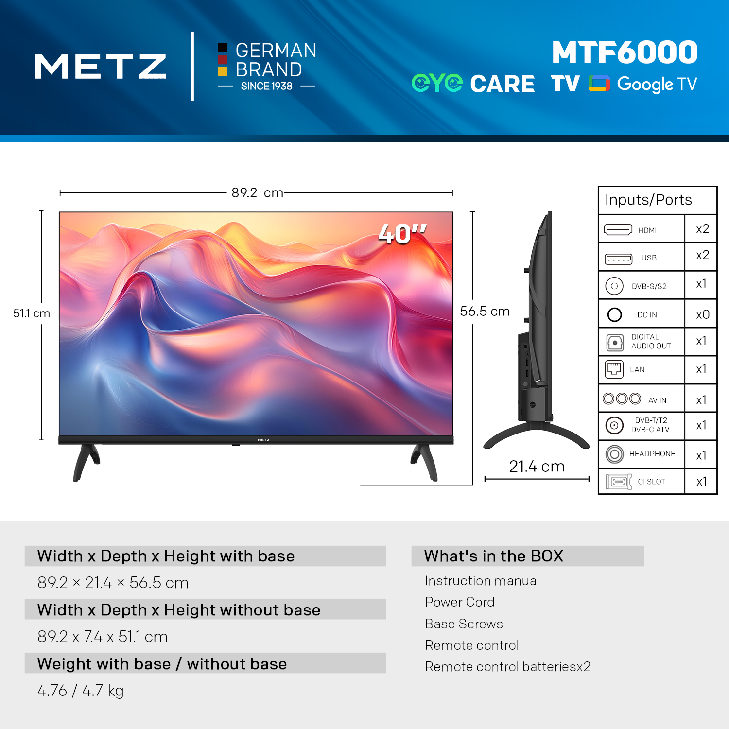 METZ Телевизор 40MTF6000Z 40" FullHD, LED TV, черен 4