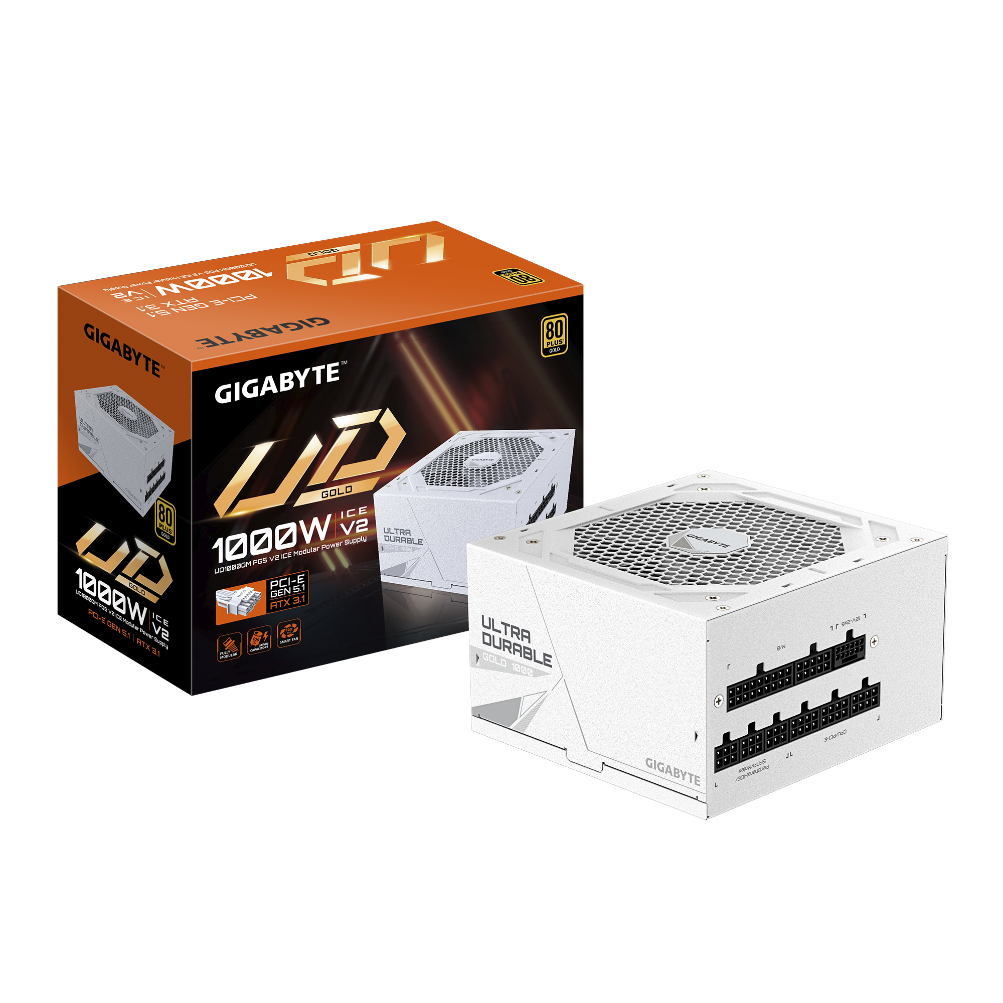 Захранващ блок Gigabyte UD1000GM PG5 V2 ICE - 1000W 80+ Gold PCIe 5.1 Ready 7