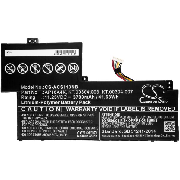Батерия за лаптоп ACER Aspire One Cloudbook 11 AO1-132, SWIFT 1 SF113-31-P2JX, AP16A4K LiPo 11.25V 3700mAh CAMERON SINO 1