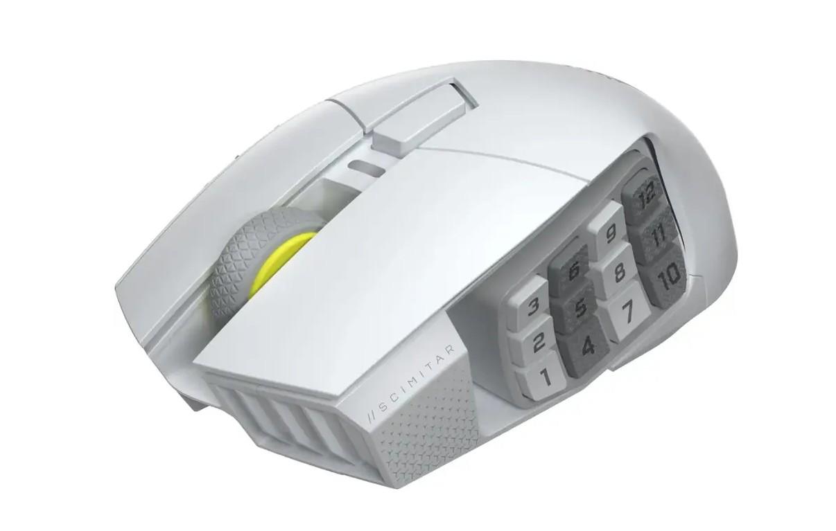 Геймърскa оптична мишка CORSAIR SCIMITAR ELITE WIRELESS SE White, 33000 DPI 2