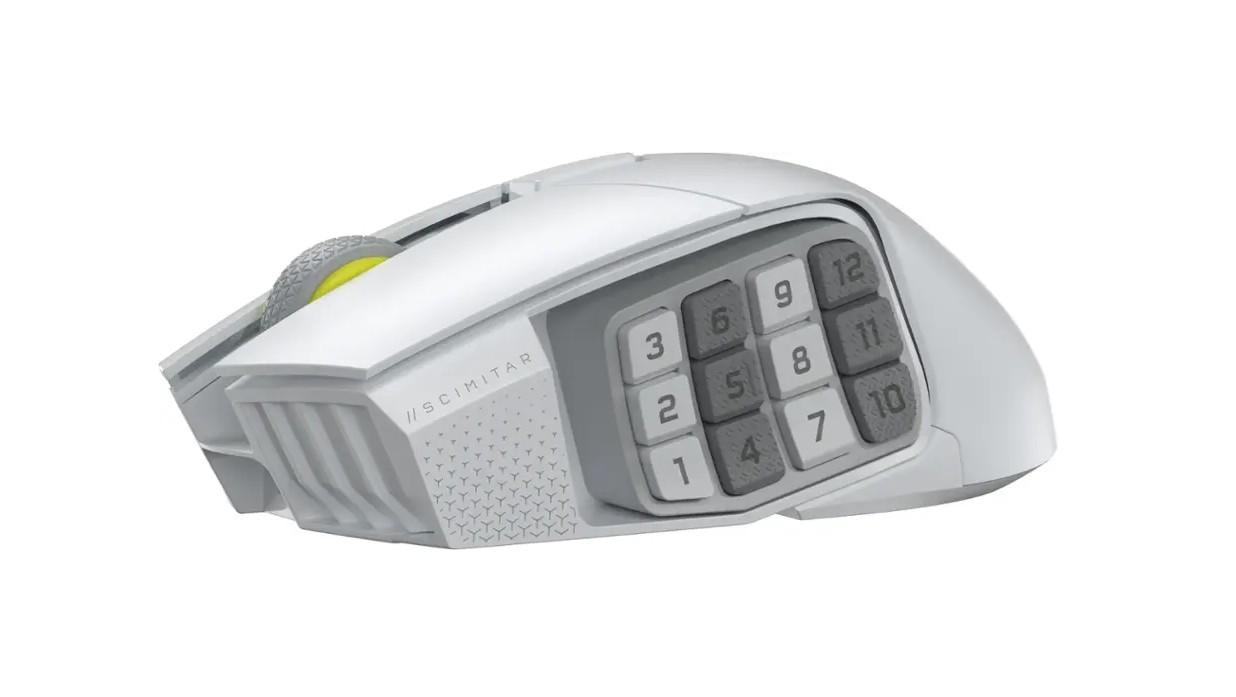 Геймърскa оптична мишка CORSAIR SCIMITAR ELITE WIRELESS SE White, 33000 DPI 3