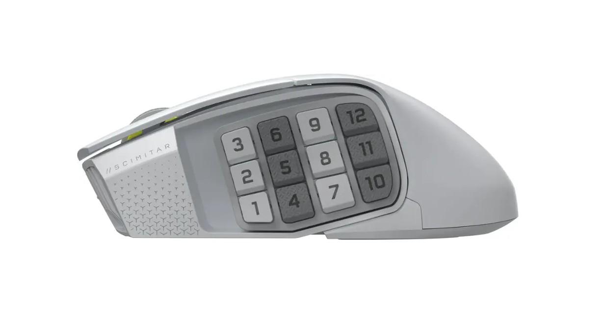 Геймърскa оптична мишка CORSAIR SCIMITAR ELITE WIRELESS SE White, 33000 DPI 6