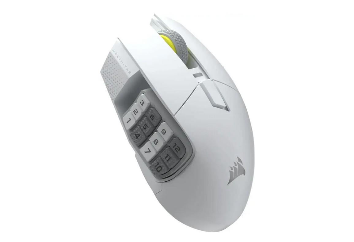 Геймърскa оптична мишка CORSAIR SCIMITAR ELITE WIRELESS SE White, 33000 DPI 7