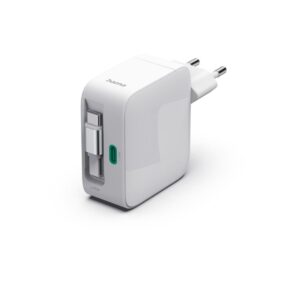 HAMA Бързо зарядно, 30 W, GaN, 2x USB-C, с разтегателен кабел 0.7м, бял 1