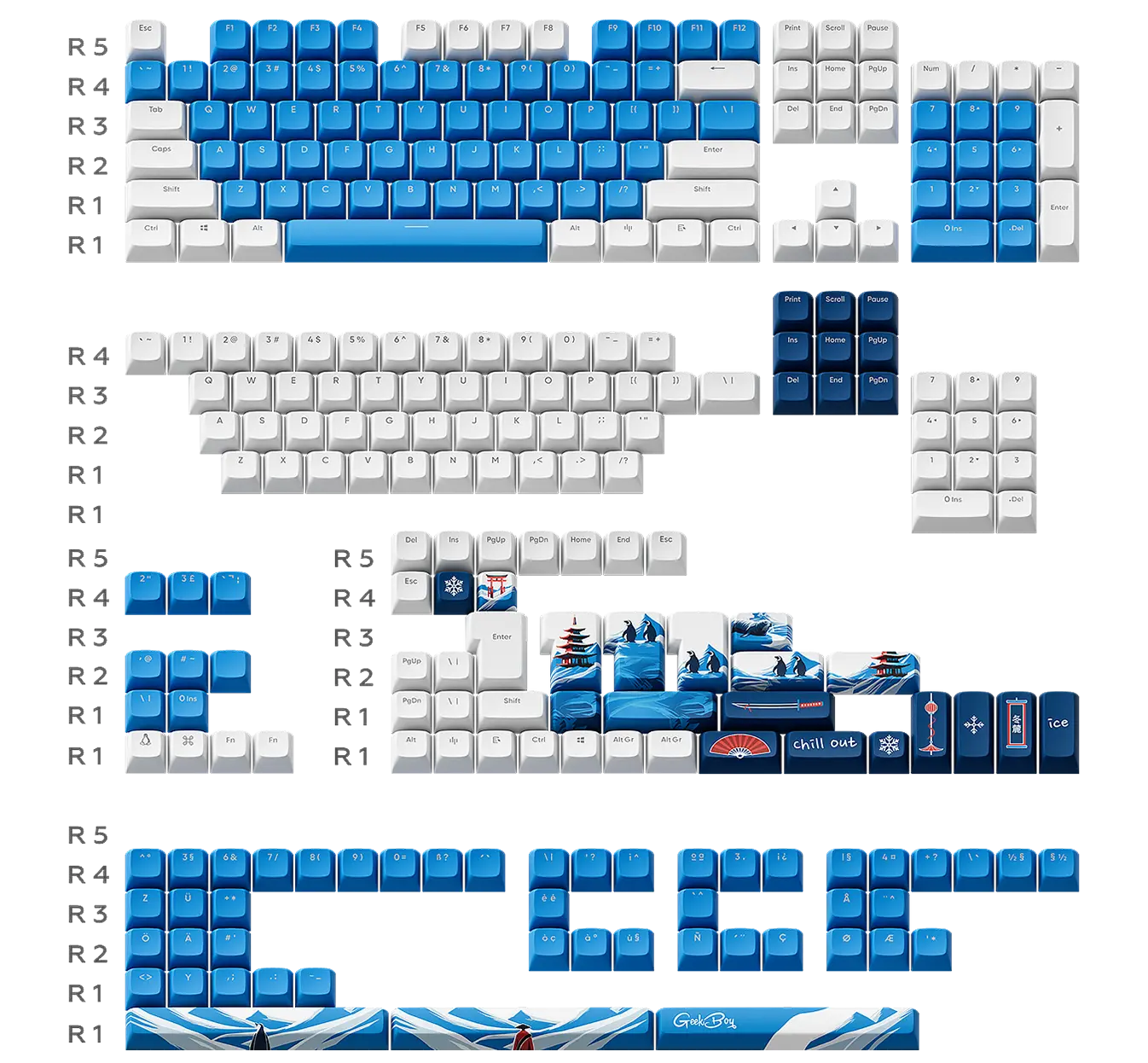Капачки за механична клавиатура Dark Project - GeekBoy за ANSI & ISO Layout, PBT 3