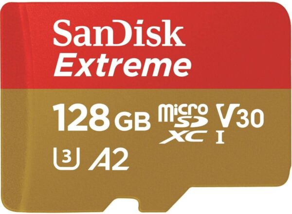 Карта памет SANDISK Extreme microSDXC, 128GB, За Dash Cameras и Drones, SD Adapter 1