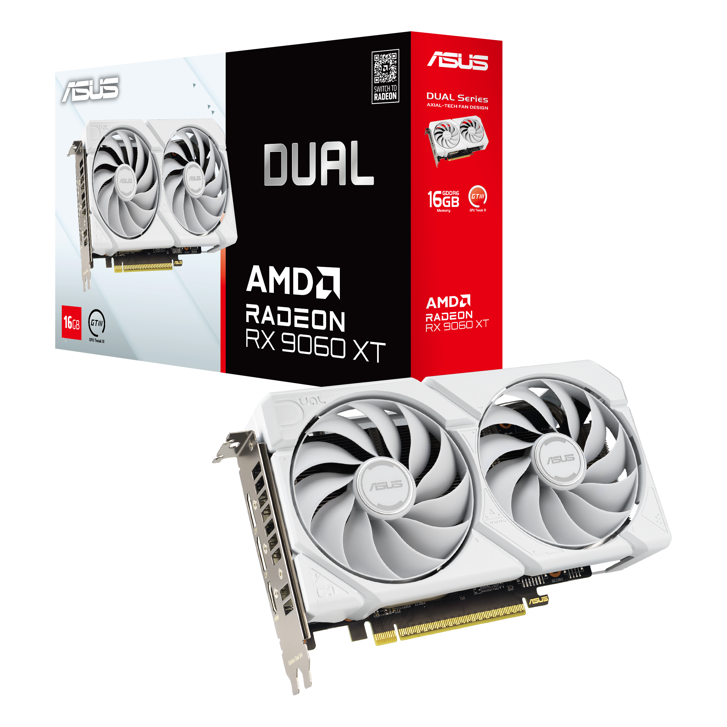 Видео карта ASUS DUAL RADEON RX 9060 XT 16GB GDDR6 White Edition 9