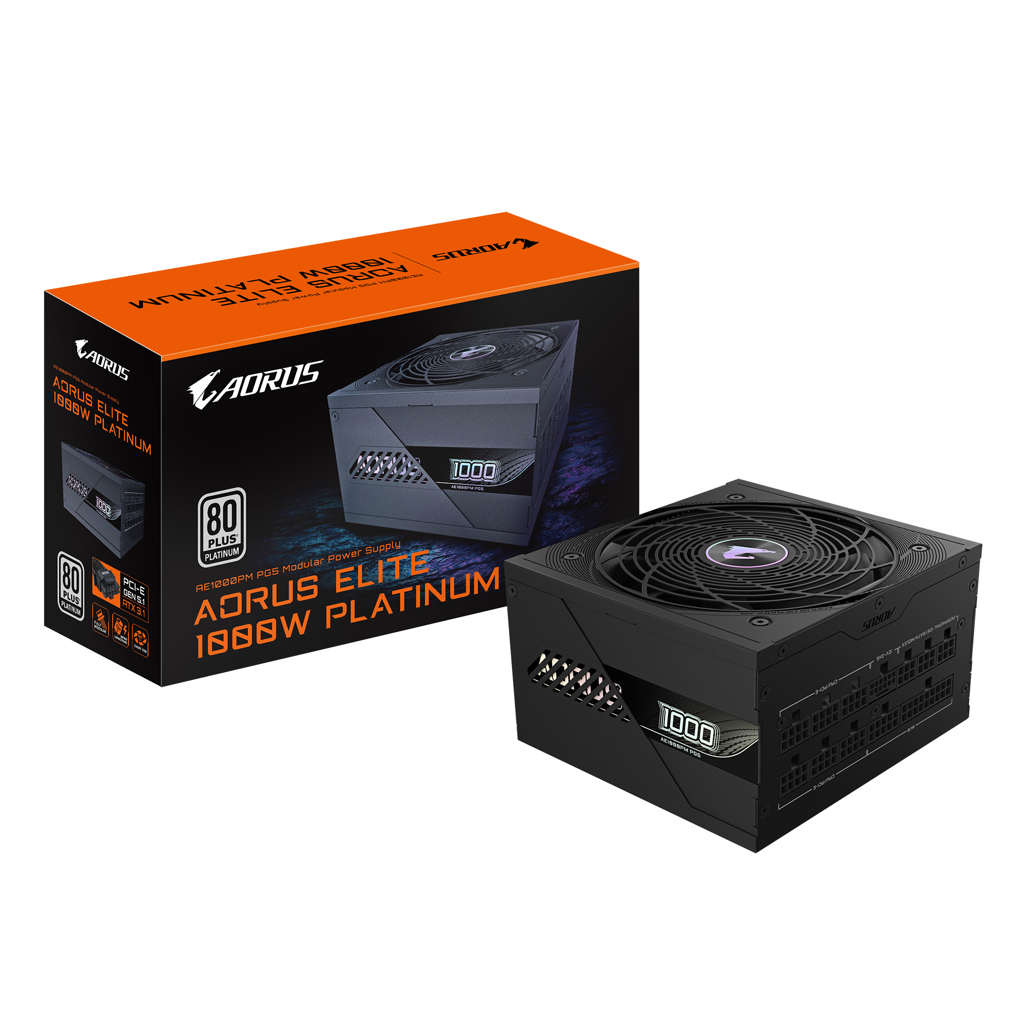Захранващ блок Gigabyte AORUS ELITE P1000W 80+ Platinum, PCIe 5.0 7
