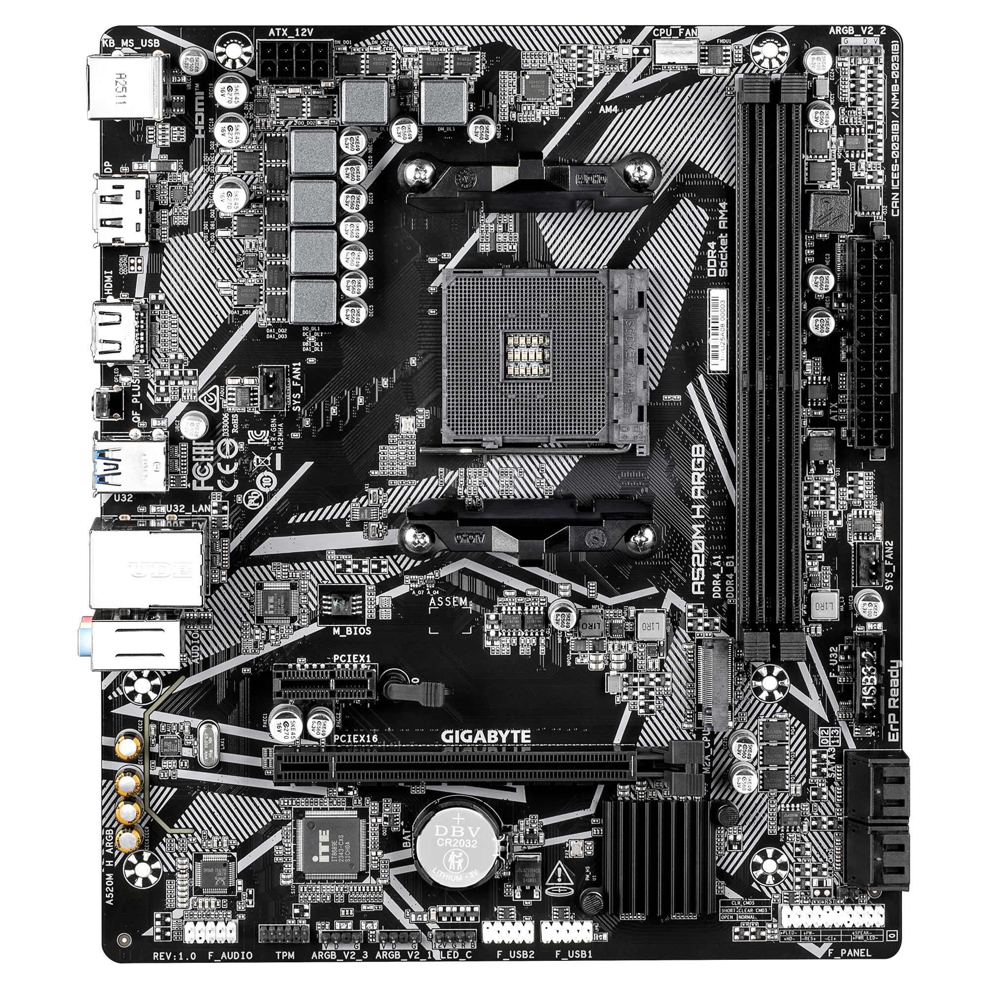 Дънна платка GIGABYTE A520M H ARGB, Socket AM4 1