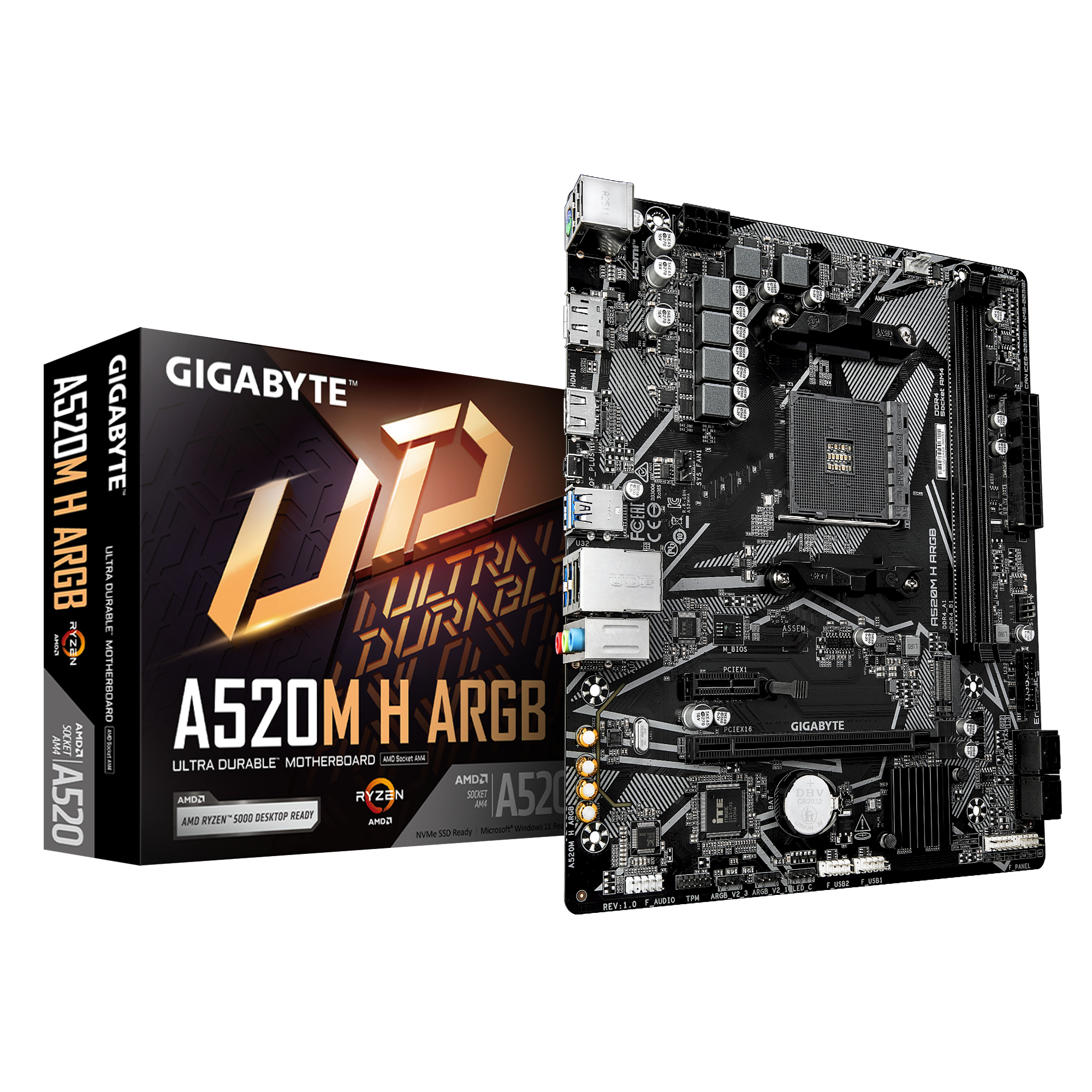 Дънна платка GIGABYTE A520M H ARGB, Socket AM4 4