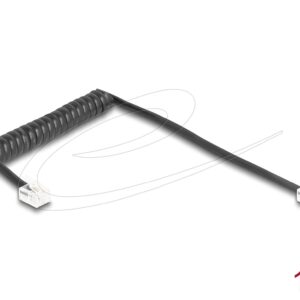 Delock Телефонен кабел спирален кабел RJ11 plug -RJ11 plug , черен 1 м 1