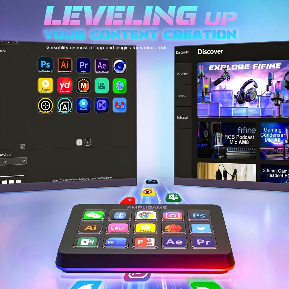 Контролер Fifine D6 Stream 15 Customized Keys and Software 6