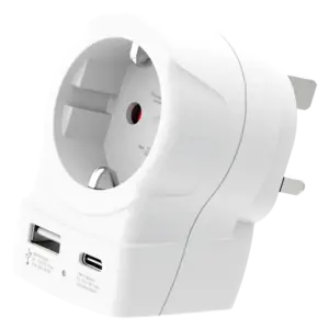 Skross универсален адаптер Europe to UK + 1 x USB A/C порт, 20W 1500283E 1