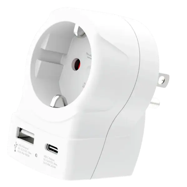 Skross универсален адаптер Europe to USA+1xUSB A/C, 20W , 1500284E 1