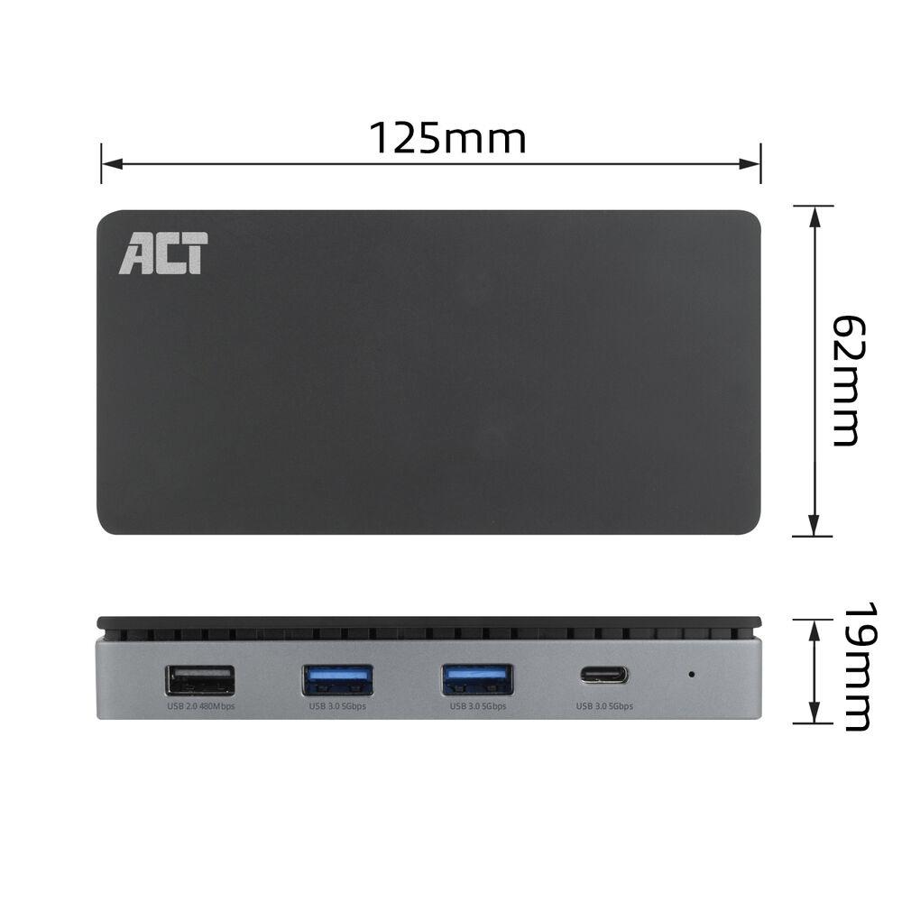 ACT Докинг станция USB-C, 4K, 2 x HDMI, Ethernet, USB-C, 3x USB-A 5