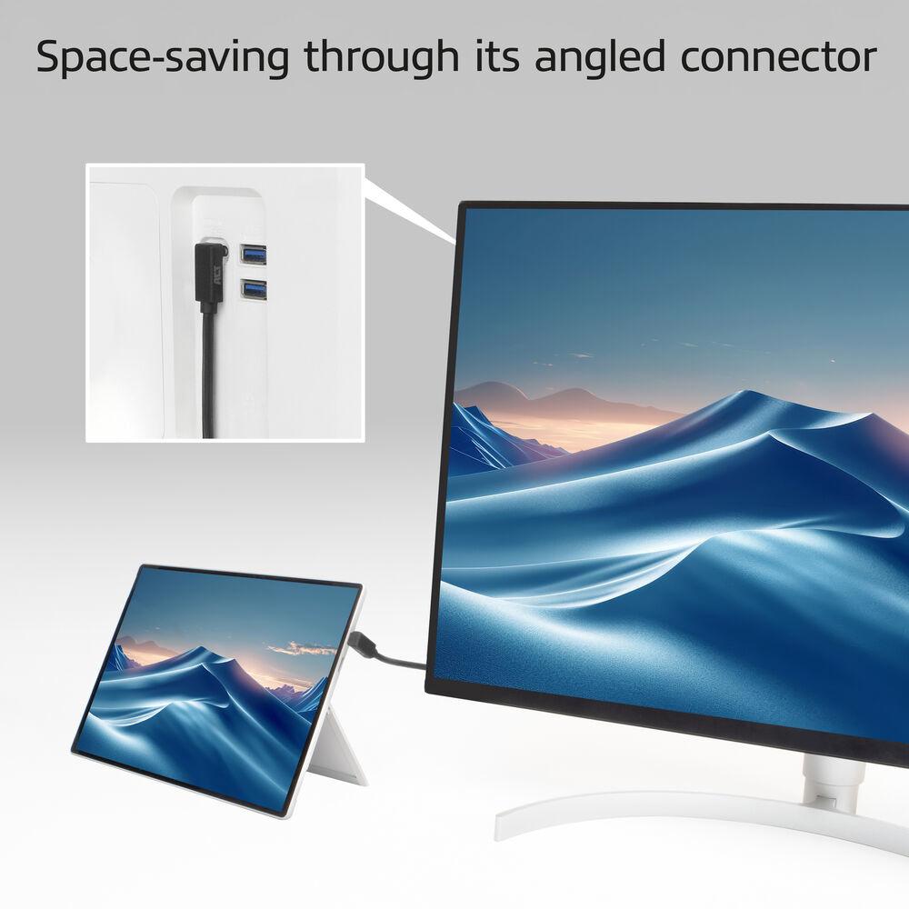 ACT Кабел USB-C - USB-C, 2м, 10Gbps 60W, ъглов нагоре/надолу 3