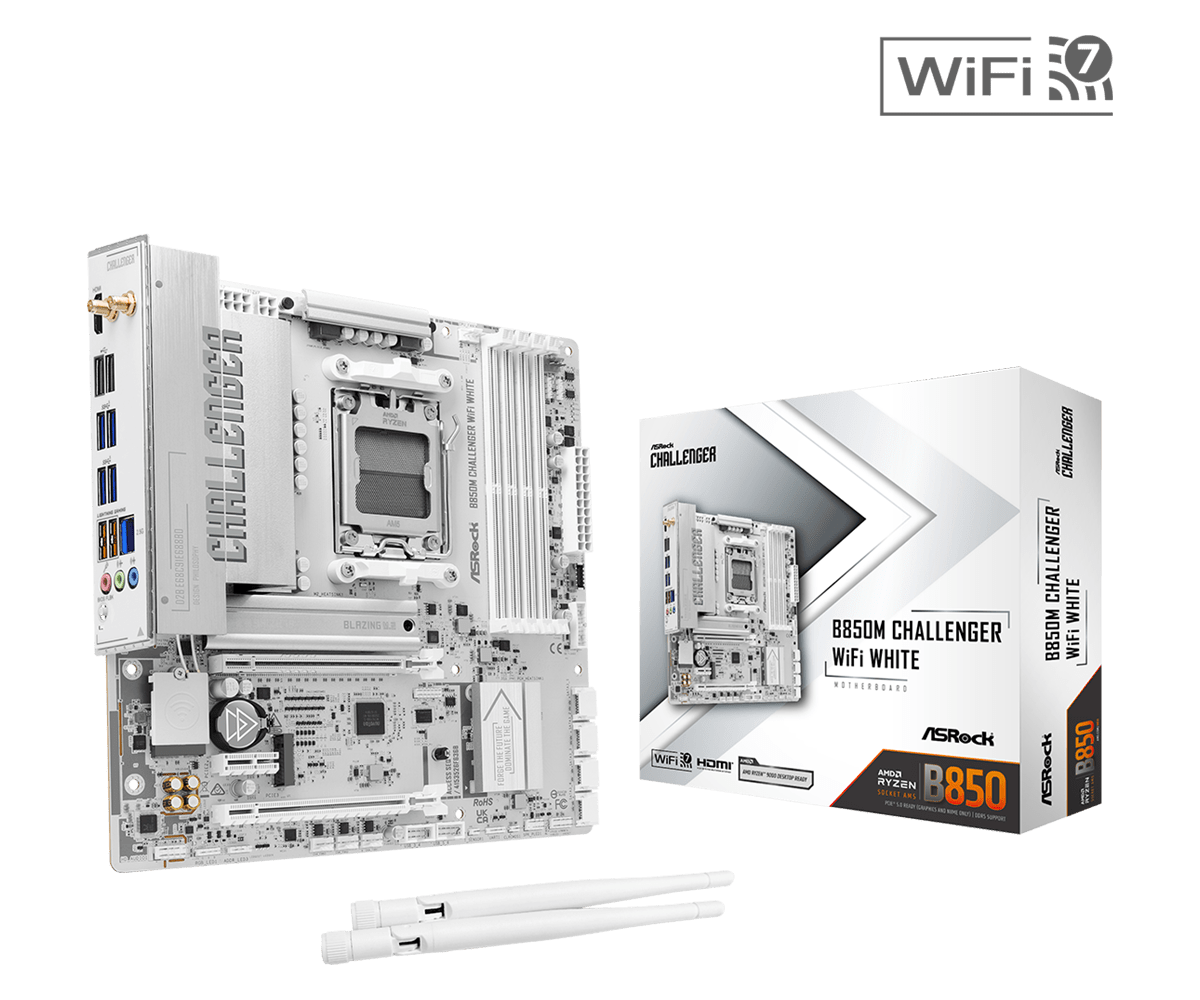 Дънна платка ASRock B850M CHALLENGER WIFI WHITE socket AM5 5