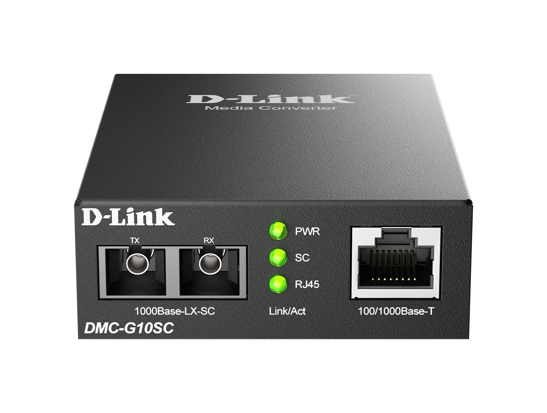 Медиа конвертор D-link DMC-G10SC/E, 100/1000Base-T to 1000Base-LX SC Single-Mode (10 km) 1