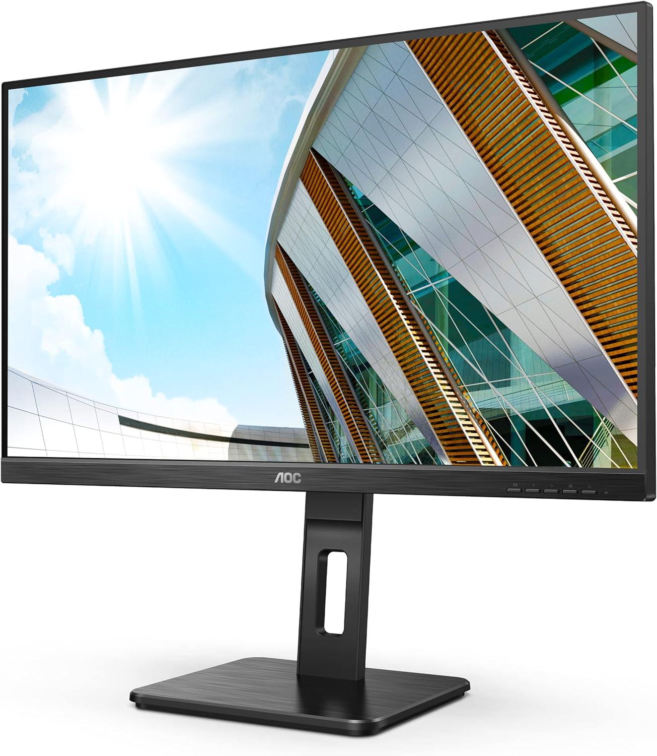Монитор AOC 27P2Q, 27" IPS, WLED,1920x1080, 100Hz, 250cd/m2 VGA, DP, HDMI, USB SPEAKERS, Hub 1