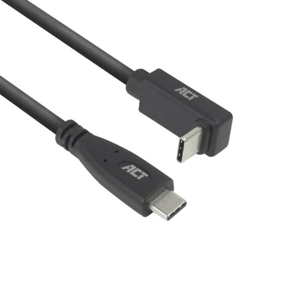 ACT Кабел USB-C - USB-C, 10Gbps, 60W, 0.5 м, конектори - 1x прав и 1x на 90° up/down angled 1