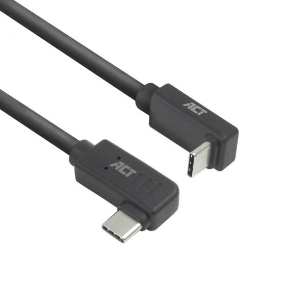 ACT Кабел USB-C - USB-C, 10Gbps, 60W, 1 m, конектори 90° left/right, up/down angled 1