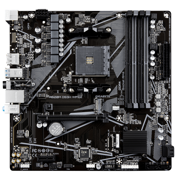 Дънна платка GIGABYTE A520M DS3H WiFi 6E, Socket AM4 1