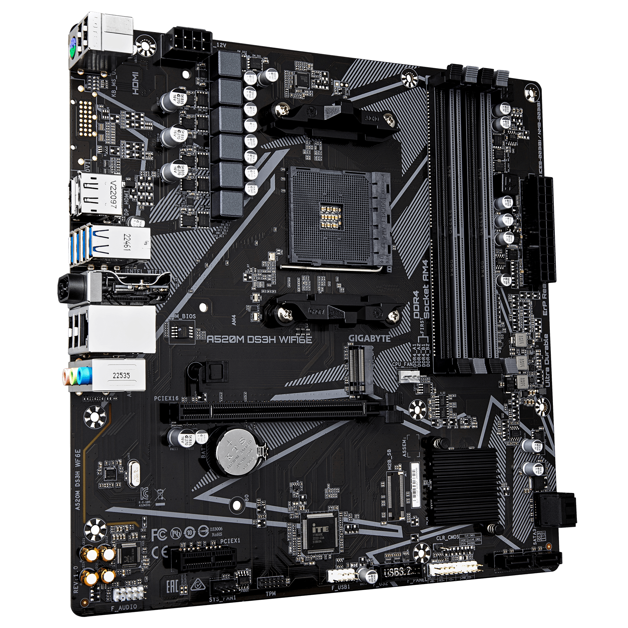Дънна платка GIGABYTE A520M DS3H WiFi 6E, Socket AM4 2