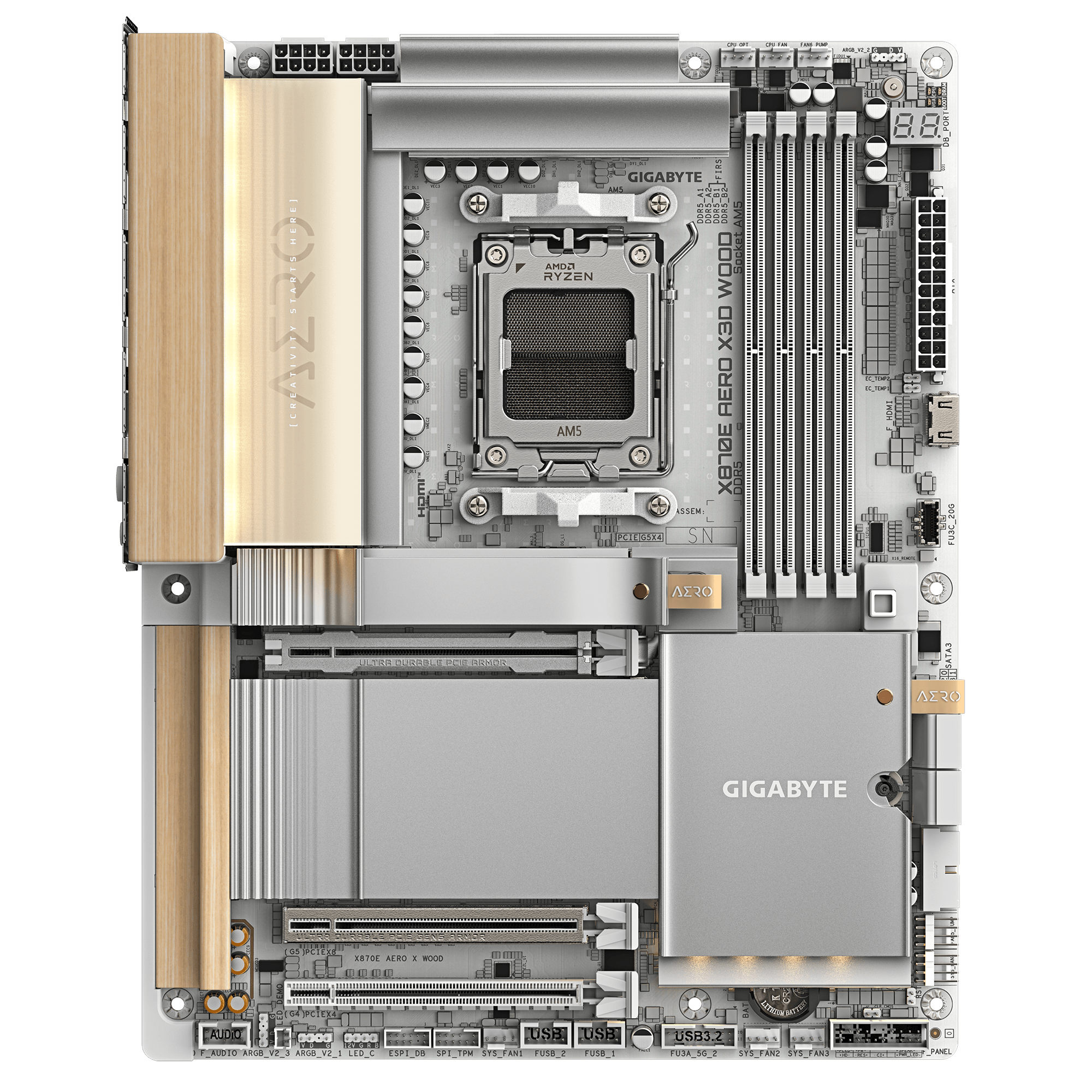 Дънна платка GIGABYTE X870E AERO X3D WOOD WIFI7, Socket AM5 1